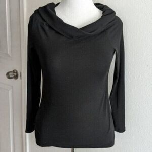 Black Fanny Cowl Neck lightweight Long Sleeve Top